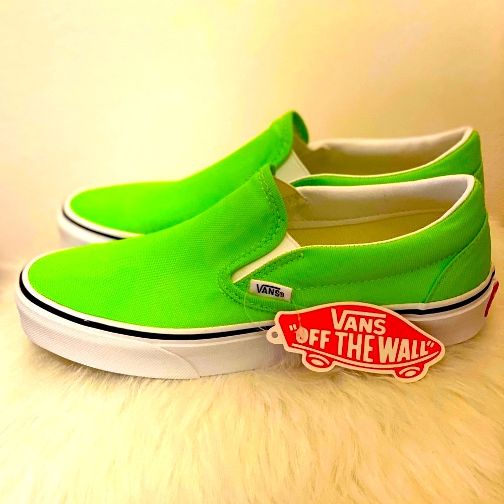 New Vans Classic Slip-On (Neon) Green Gecko/Tr Wht